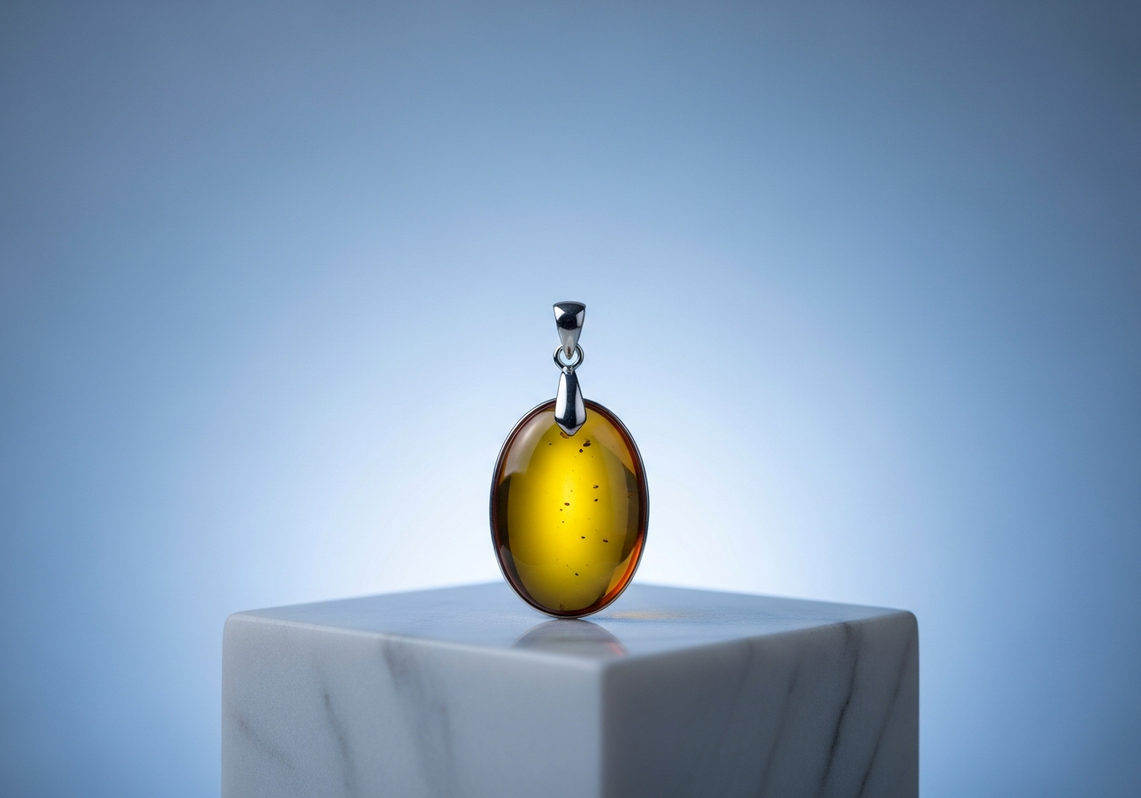 Artisan joaillier sertissant pierre d'ambre dans monture argent 925 fait main