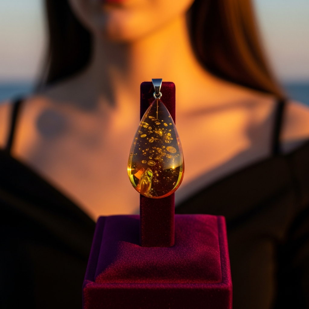 Collection de pendentifs ambre authentique aux teintes chaudes allant du doré au cognac profond